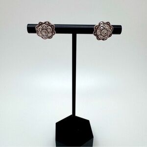 Vintage 925 Sterling Silver Flower Floral Stud Post Earrings